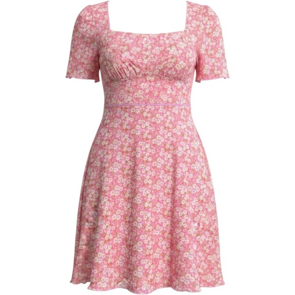 Forever 21 Dresses & Skirts - Forever 21 Plus Mesh Mini Dress Size 2X Pink Floral Stretch Coquette Cottagecore